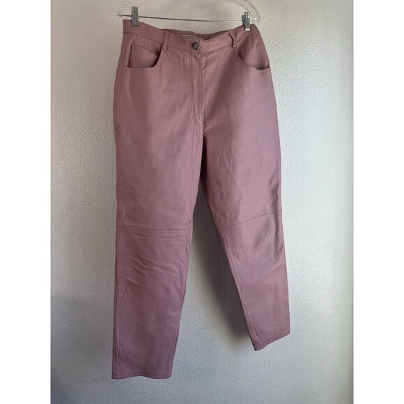 Tower Hill Collection Leather Pants Mauve Pink High Rise Size 14 - Picture 1 of 10